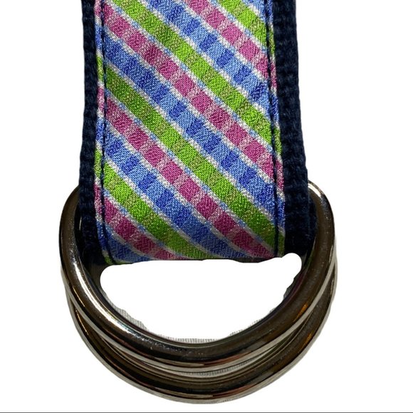 Double Ring Blue Pink Green Easter Men's Belt 46.5 - Picture 4 of 5